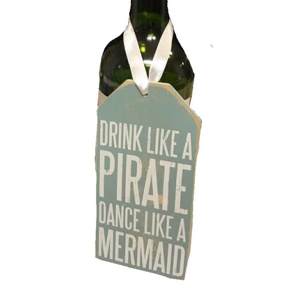 Wine Tag Pirate and Mermaid Saying - Picture 1 of 9